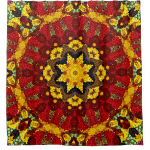 Abstract modern mosaic kaleidoscopic tile pattern duschvorhang