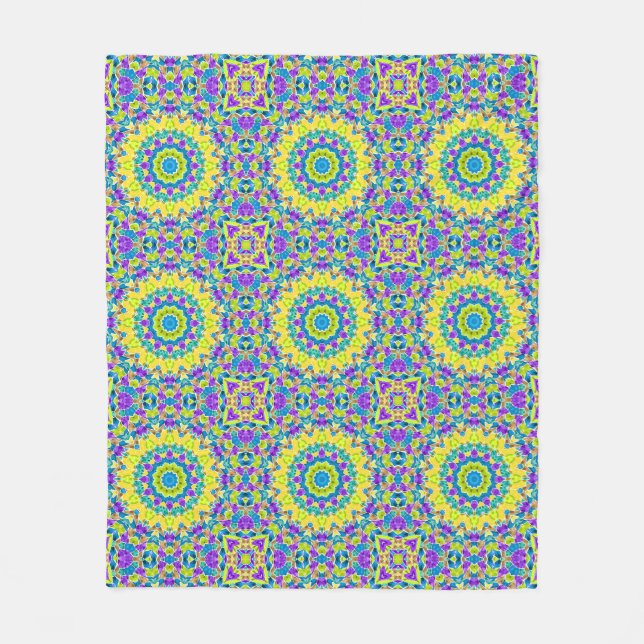 Abstract modern mosaic kaleidoscopic tile pattern fleecedecke (Vorderseite)