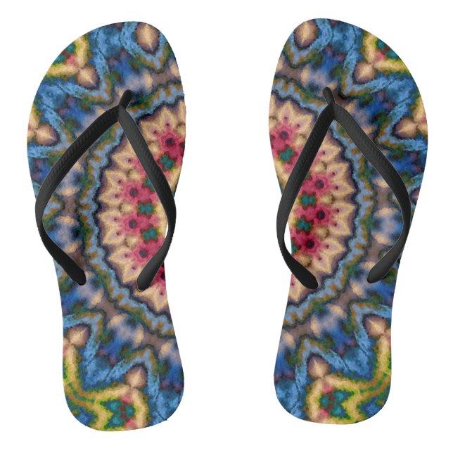Abstract modern mosaic kaleidoscopic tile pattern flip flops (Fußbett)