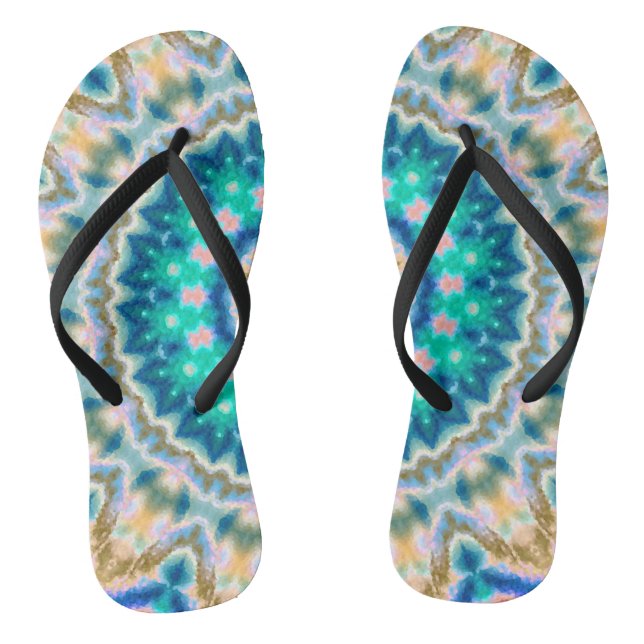 Abstract modern mosaic kaleidoscopic tile pattern flip flops (Fußbett)