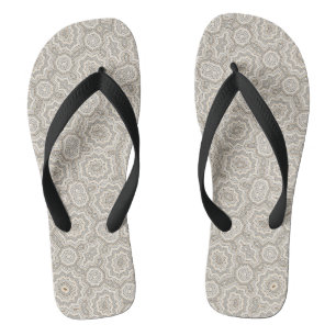 Abstract modern mosaic kaleidoscopic tile pattern flip flops
