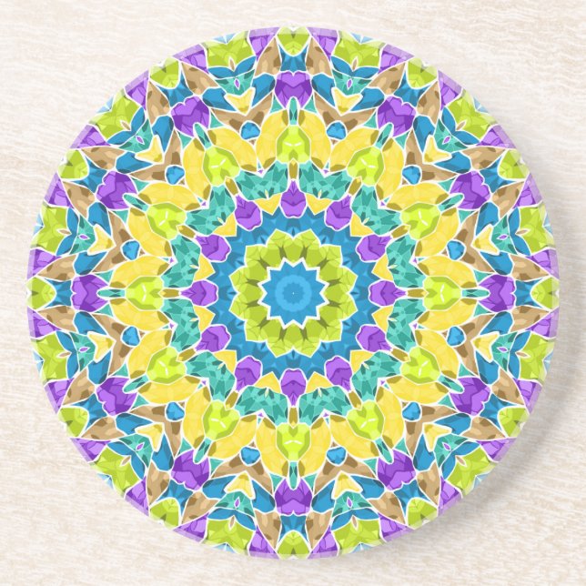 Abstract modern mosaic kaleidoscopic tile pattern getränkeuntersetzer (Vorne)