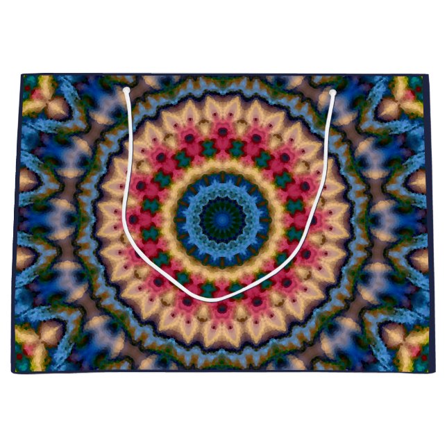 Abstract modern mosaic kaleidoscopic tile pattern große geschenktüte (Vorderseite)