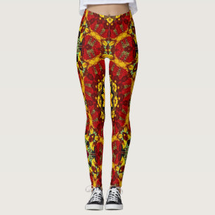Abstract modern mosaic kaleidoscopic tile pattern leggings
