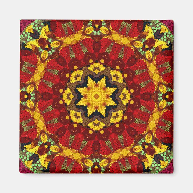 Abstract modern mosaic kaleidoscopic tile pattern magnet (Vorne)