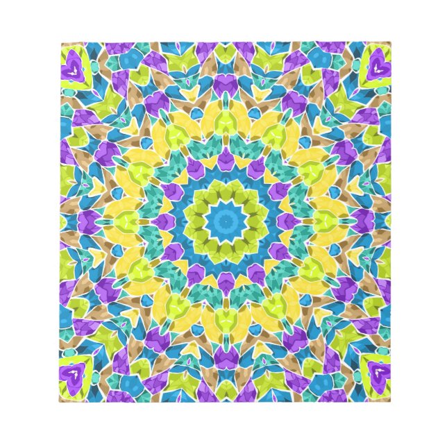 Abstract modern mosaic kaleidoscopic tile pattern notizblock (Vorderseite)