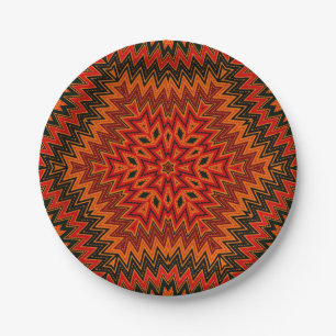 Abstract modern mosaic kaleidoscopic tile pattern pappteller