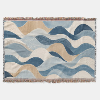 Abstract Modern Ocean Wave Pattern Coastal Blue Be Decke