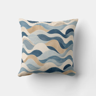 Abstract Modern Ocean Wave Pattern Coastal Blue Be Kissen