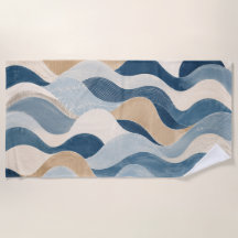 Abstract Modern Ocean Wave Pattern Coastal Blue Be