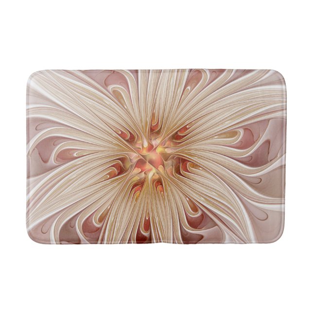 Abstract Modern Peach Pastel Flower Fractal Art Badematte (Vorderseite)