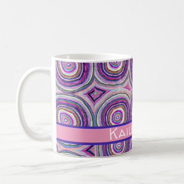 Abstract Modern Personalized Pink Purple Circles Kaffeetasse (Links)
