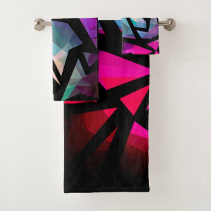 Abstract modern polygonal graffiti geometrical dar badhandtuch set