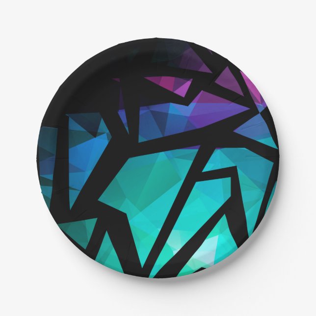Abstract modern polygonal graffiti geometrical dar pappteller (Vorderseite)