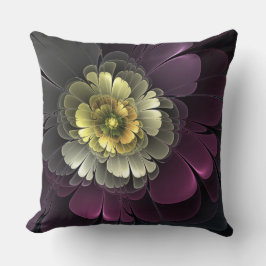 Abstract Modern Purpur Khaki Gray Fractal Flower Kissen