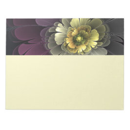 Abstract Modern Purpur Khaki Gray Fractal Flower Notizblock