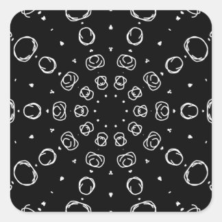 Abstract Monochrome White Mandala Geometric Patter Quadratischer Aufkleber