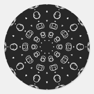 Abstract Monochrome White Mandala Geometric Patter Runder Aufkleber