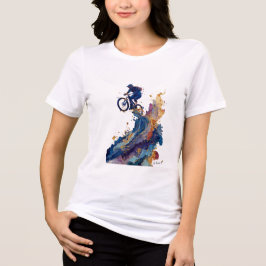 Abstract Mountain Biker | Fluid Ink Watercolor Art Tri-Blend Shirt