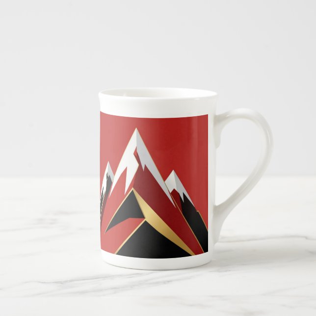 Abstract Mountain Range Red Black Gold Prozellantasse (Rechts)