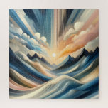 Abstract Mountain Square Puzzle 676 pcs<br><div class="desc">Explore the serenity and energy of Abstract Mountain, a mesmerizing jigsaw puzzle featuring a stylized mountain landscape at sunrise. This artwork blends abstract forms, fluid lines, and radiant colors to evoke the grandeur of nature in a dreamlike, modern aesthetic. Ideal for puzzle lovers who appreciate unique art, mindful relaxation, and...</div>