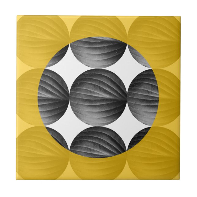 Abstract Mustard Yellow and Grey Fliese (Vorderseite)