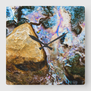 abstract nature still water square wall clock quadratische wanduhr
