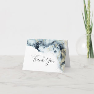 Abstract Navy Watercolor Thank You Card Dankeskarte