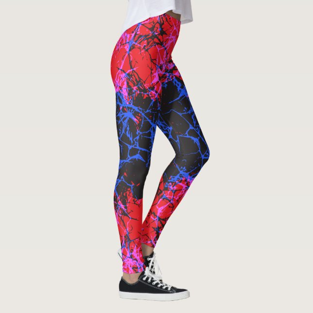 Abstract Neon Cracked Earth Pattern Leggings (Rechts)