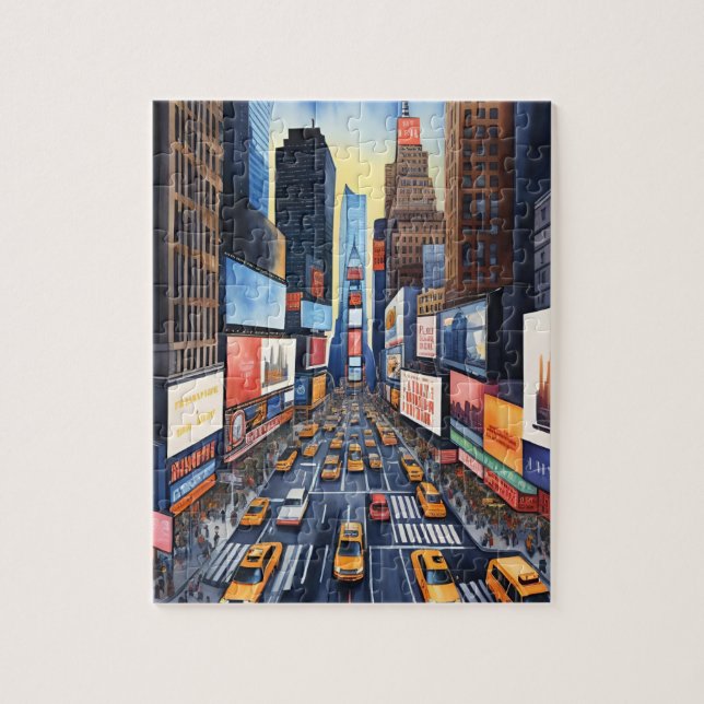 Abstract New York City Busy Street Travel Puzzle (Vertikal)