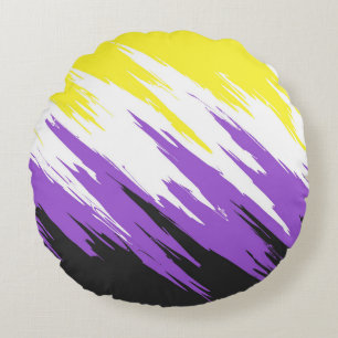 Abstract Nonbinary Pride Flag Rundes Kissen