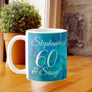 Abstract Ocean Blue Teal 60 and Sassy Birthday Kaffeetasse