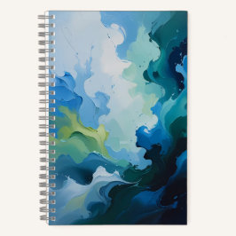 Abstract Ocean Breeze – Fluid Blue & Green Art Notizbuch