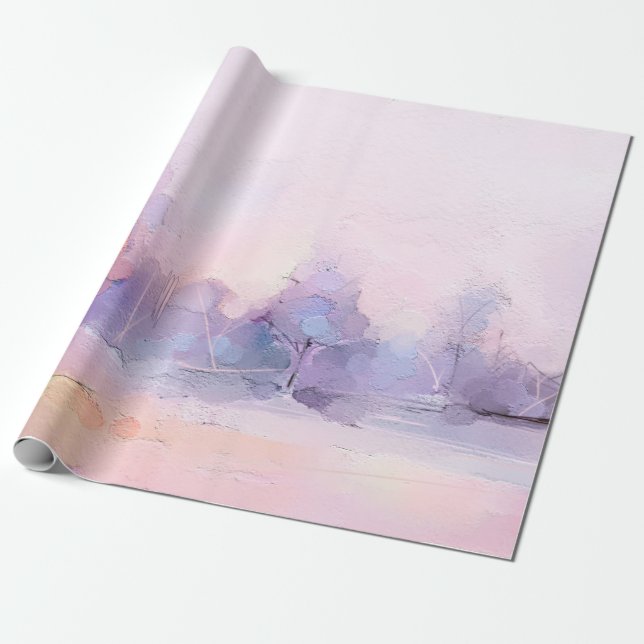 Abstract oil painting winter forest landscape. Sem Geschenkpapier (Ungerollt)