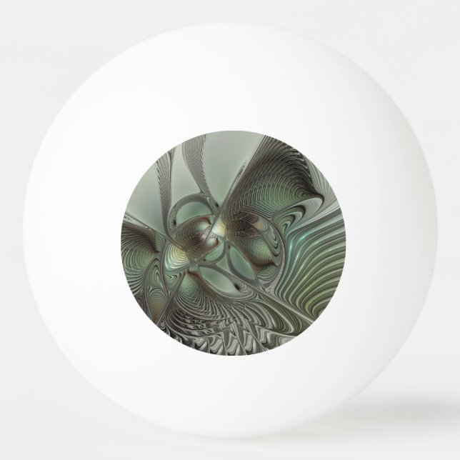 Abstract Olive Sage Green Gray Fractal Art Fantasy Tischtennisball (Vorderseite)