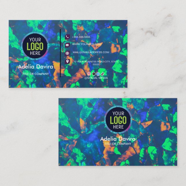 Abstract Opal Gemstone Texture Business Card Visitenkarte (Vorne/Hinten)