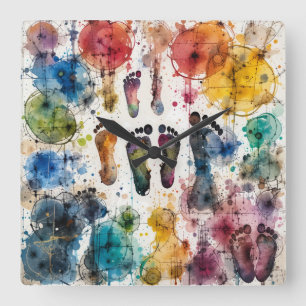 Abstract Paint Feed dreht sich alles um Farbe Quadratische Wanduhr