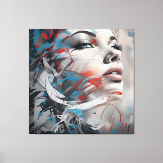 Abstract painting beautiful woman face leinwanddruck