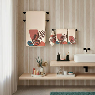 Abstract palm leaf minimalist art badhandtuch set