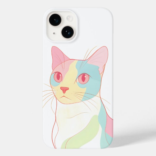 Abstract Pastel Cat Art Phone Case - Modern Minima (Rückseite)