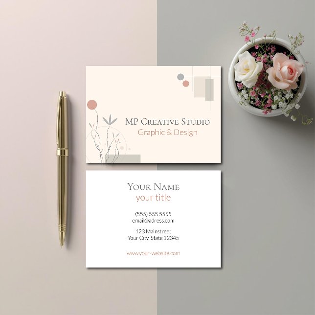 Abstract Pastel Design: Modern Florals & Geometry Visitenkarte (Von Creator hochgeladen)