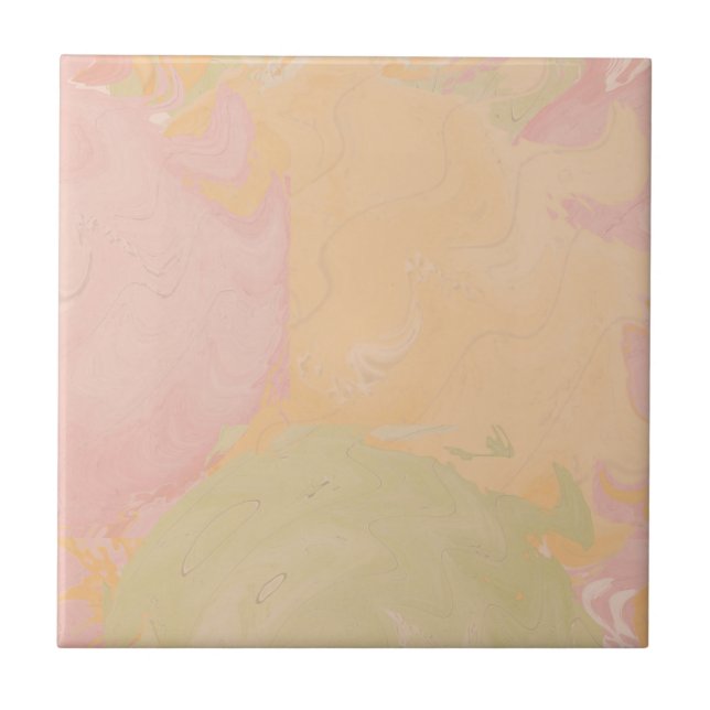 Abstract Pastel Swirl Peach Fliese (Vorderseite)