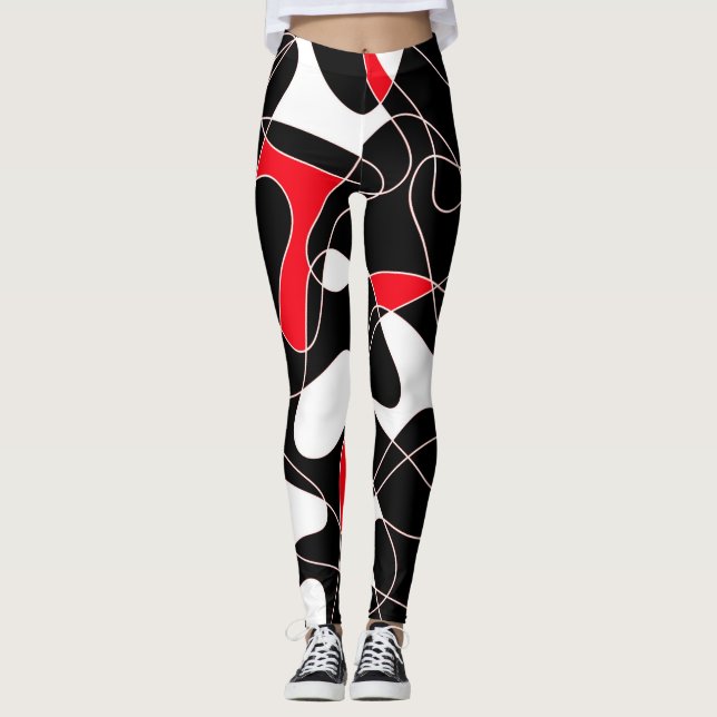 Abstract pattern - red, black and white. leggings (Vorderseite)
