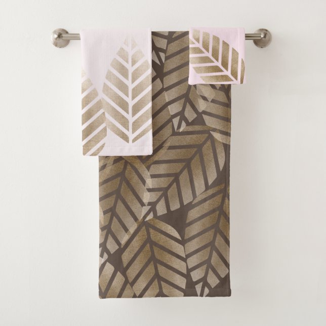 Abstract Pine Cones Of Copper And Platinum Pattern Badhandtuch Set (Insitu)