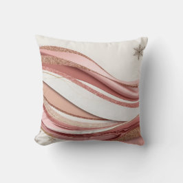 Abstract Pink and Gold Glitter Waves Pillow Kissen