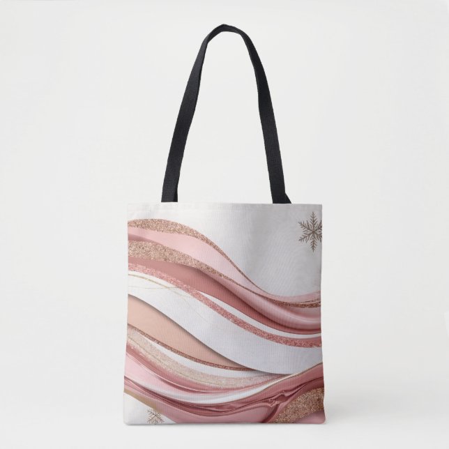 Abstract Pink and Gold Glitter Waves Tote Bag (Vorderseite)