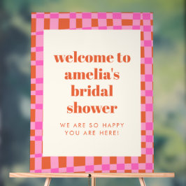 Abstract Pink Orange Custom Bridal Shower Welcome  Acrylschild