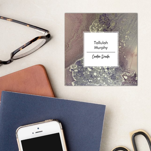 Abstract Pink Purple Silver Alcohol Ink Liquid Art Quadratische Visitenkarte (Von Creator hochgeladen)