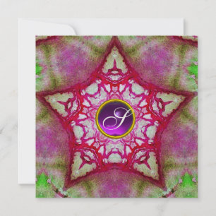 ABSTRACT PINK STAR LILA AMETHYST-MONOGRAMM EINLADUNG