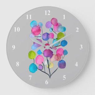 Abstract pink Summer Tree art Große Wanduhr